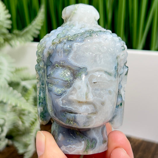 Moss Agate Buddha Crystal 290g