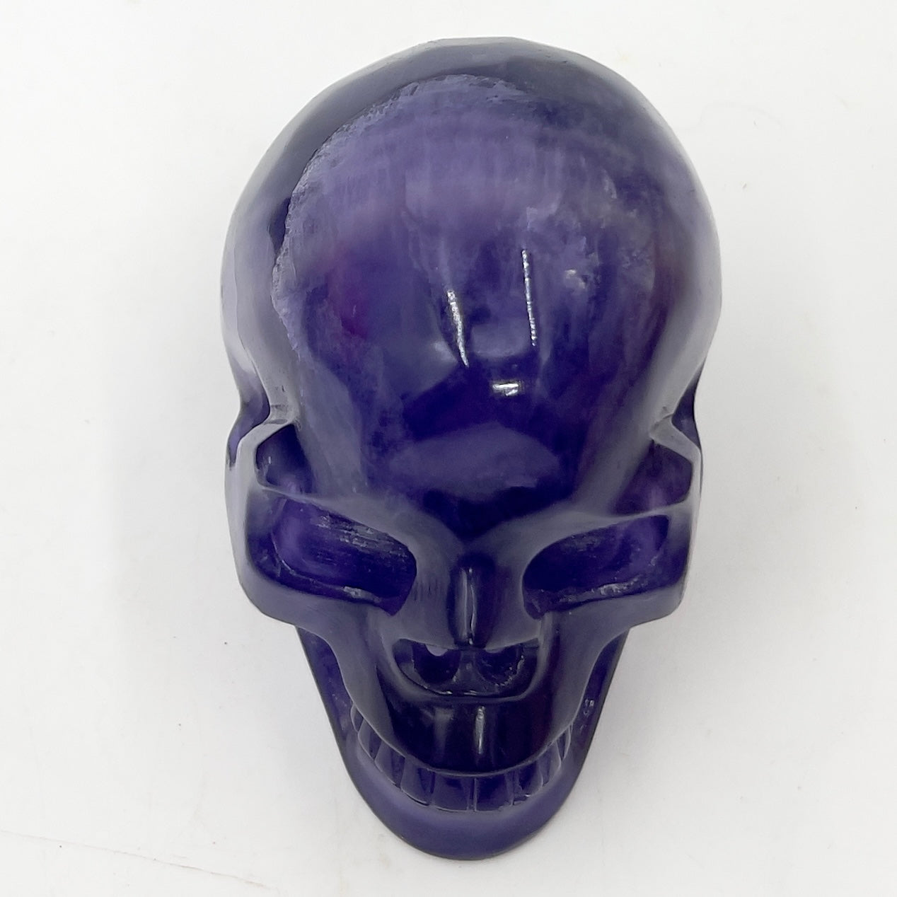 Indigo Fluorite Skull Hollow Jaw Healing Crystal Carving 680g