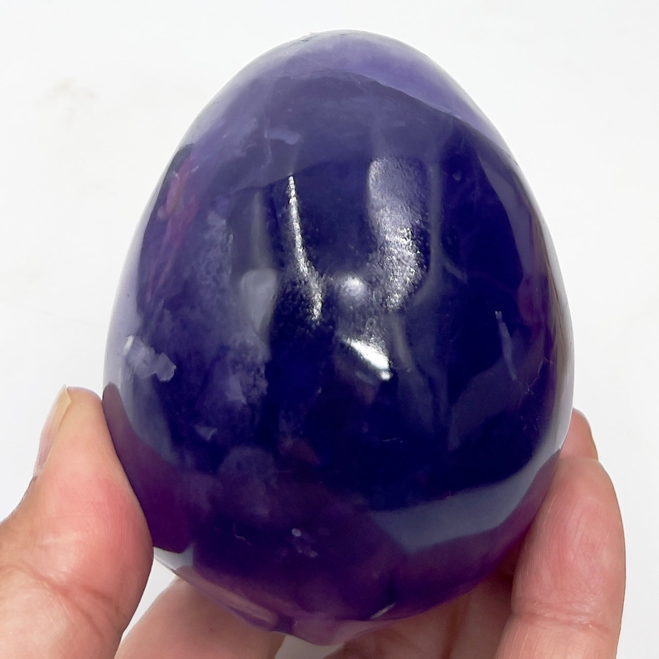 Indigo Fluorite Skull Hollow Jaw Healing Crystal Carving 680g