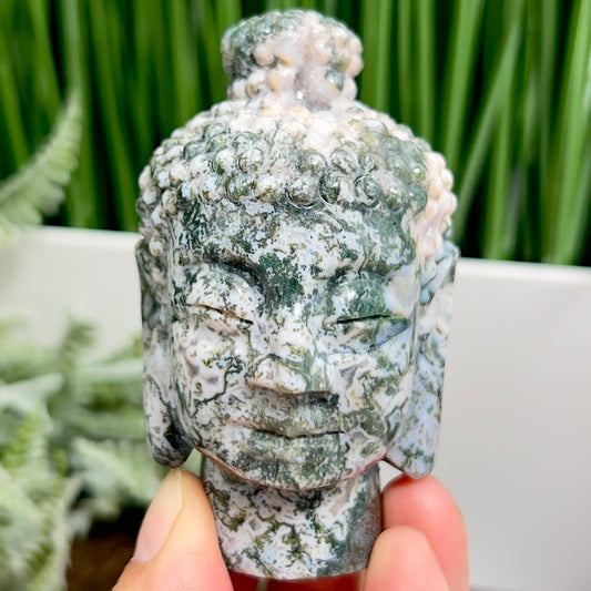 Moss Agate Buddha Crystal 238g