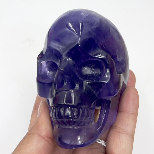 Indigo Fluorite Skull Hollow Jaw Healing Crystal Carving 680g