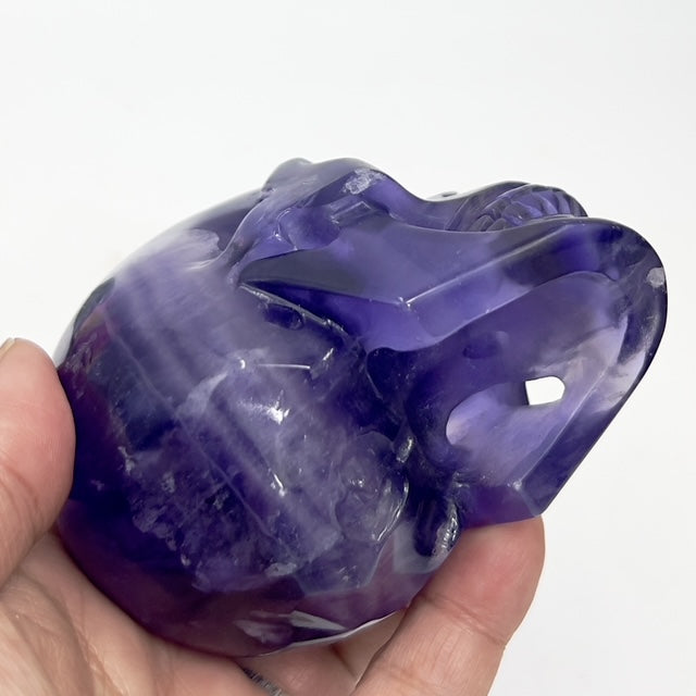 Indigo Fluorite Skull Hollow Jaw Healing Crystal Carving 680g