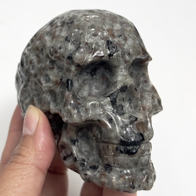 Yooperlite Skull Filigree Design UV Reactive Healing Crystal Carving 570g