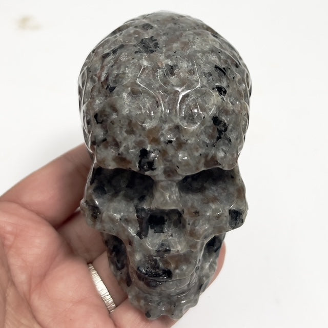 Yooperlite Skull Filigree Design UV Reactive Healing Crystal Carving 570g