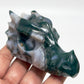 Moss Agate Dragon Healing Crystal Carving 195g