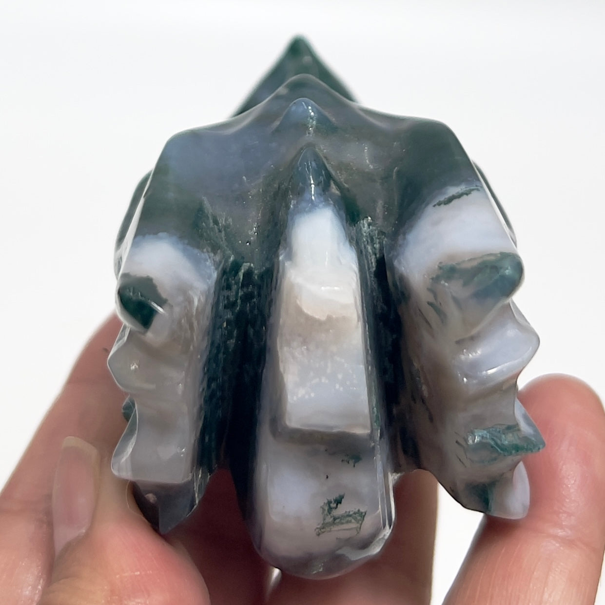 Moss Agate Dragon Healing Crystal Carving 195g