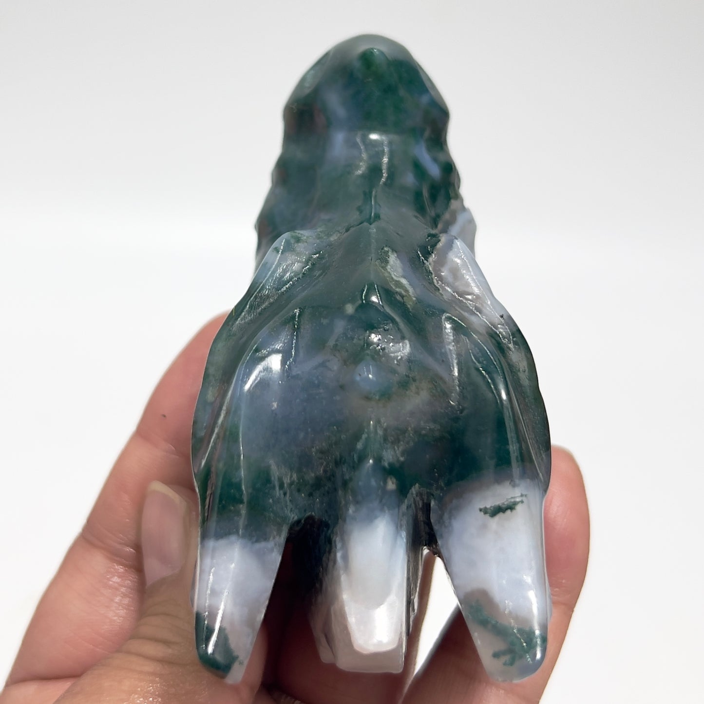 Moss Agate Dragon Healing Crystal Carving 195g