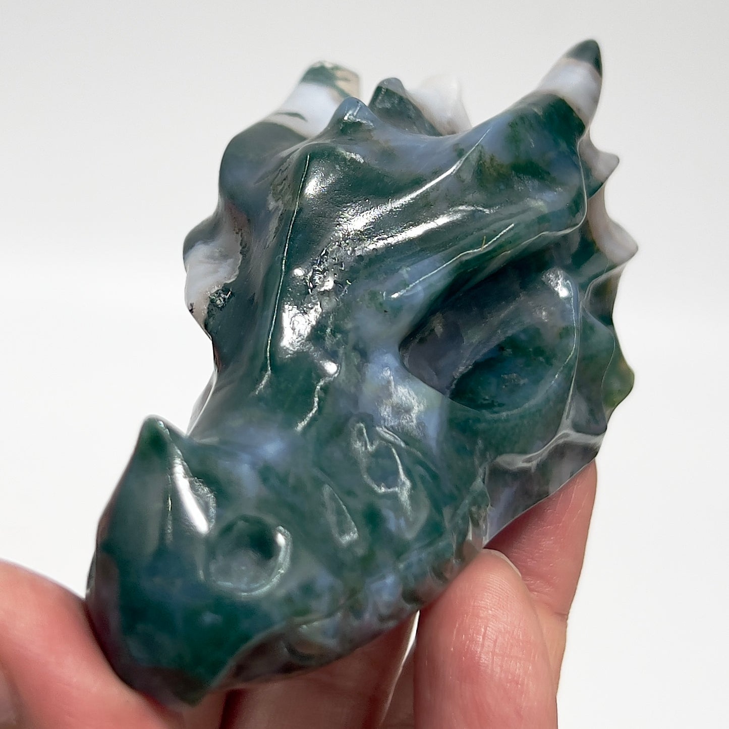 Moss Agate Dragon Healing Crystal Carving 195g