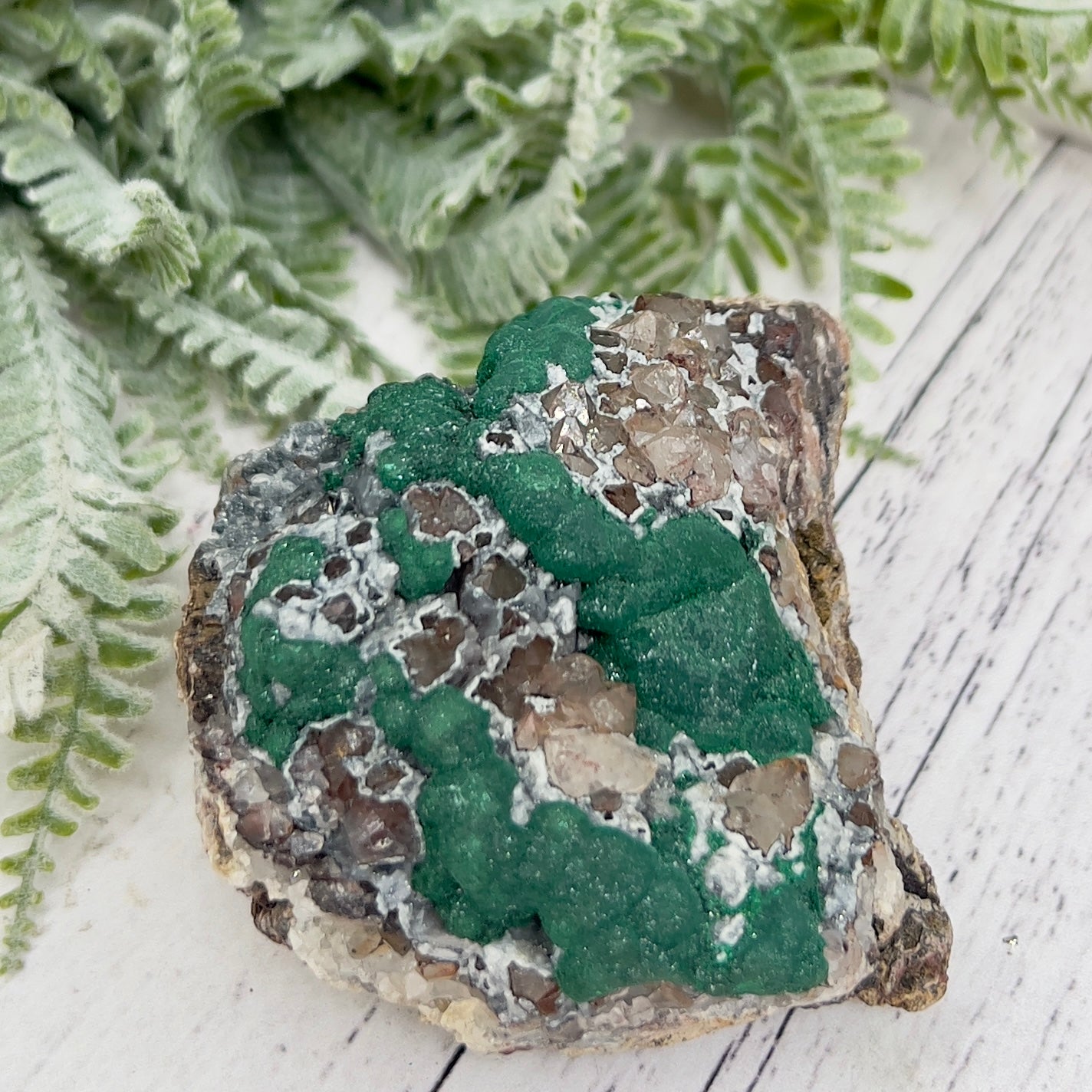 Malachite in Quartz Rock Matrix Raw Specimen Natural Crystal 223g