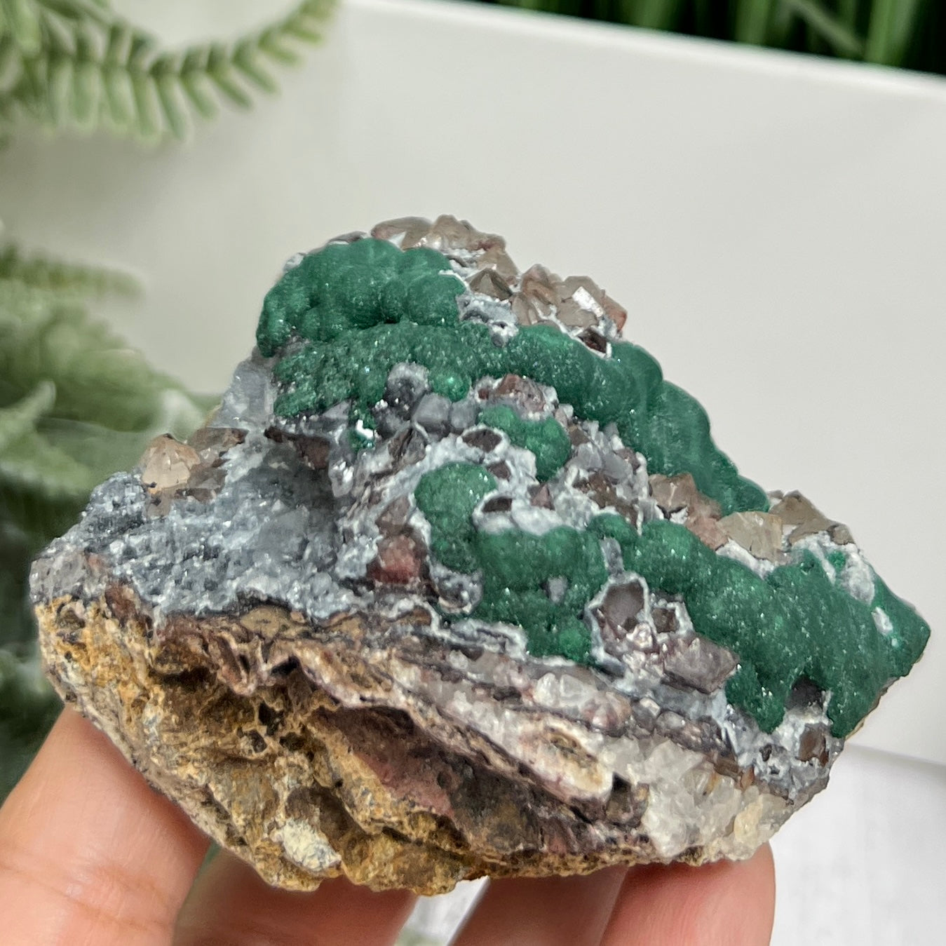 Malachite in Quartz Rock Matrix Raw Specimen Natural Crystal 223g