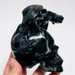 Black Obsidian Gargoyle Dragon on Skull Hollow Jaw Healing Crystal Carving 642g