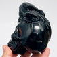 Black Obsidian Gargoyle Dragon on Skull Hollow Jaw Healing Crystal Carving 642g