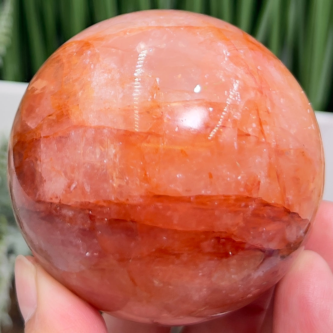 Fire Quartz Hematoid Ferruginous Sphere Healing Crystal Ball 478g 70mm