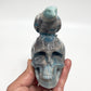 Trolleite Raven Bird on Skull Hollow Jaw Rare Healing Crystal Carving 521g