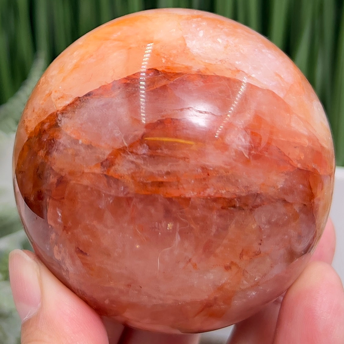 Fire Quartz Hematoid Ferruginous Sphere Healing Crystal Ball 478g 70mm