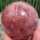 Red Strawberry Quartz Sphere Healing Crystal Ball 482g 70mm