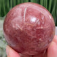 Red Strawberry Quartz Sphere Healing Crystal Ball 482g 70mm