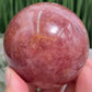 Red Strawberry Quartz Sphere Healing Crystal Ball 482g 70mm