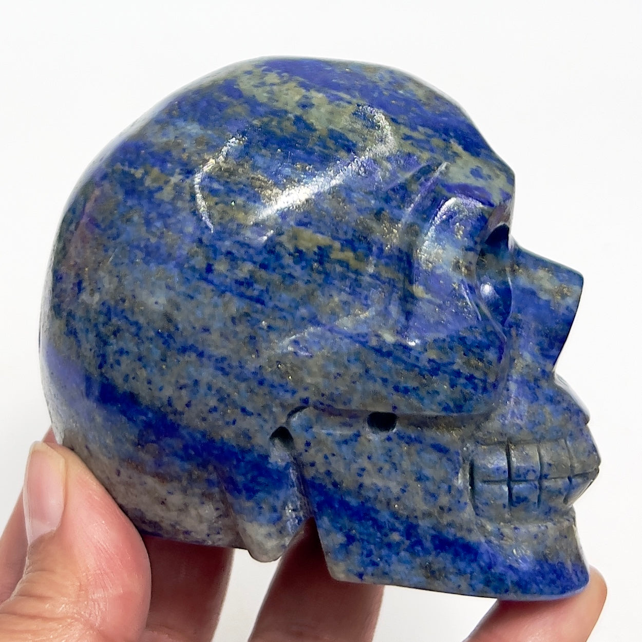 Lapis Lazuli with Pyrite Skull Healing Crystal Carving 609g