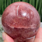 Red Strawberry Quartz Sphere Healing Crystal Ball 482g 70mm