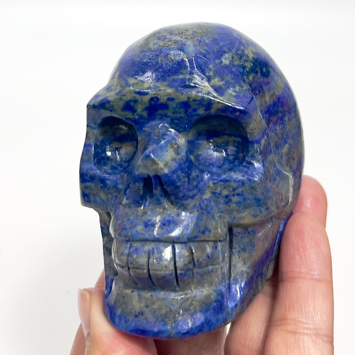 Lapis Lazuli with Pyrite Skull Healing Crystal Carving 609g