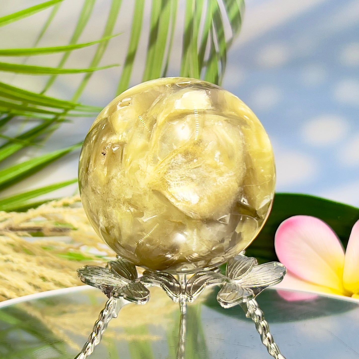 Golden Mica Sphere Shimmery Healing Crystal Ball 522g 71mm