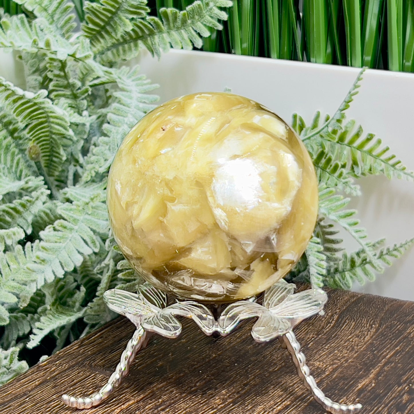 Golden Mica Sphere Shimmery Healing Crystal Ball 522g 71mm