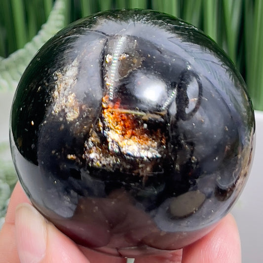 Golden Phlogopite Black Mica Sphere Healing Crystal Ball 302g 59mm