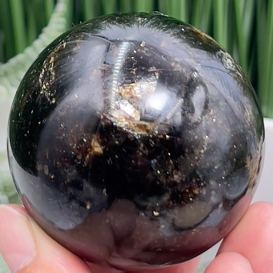 Golden Phlogopite Black Mica Sphere Healing Crystal Ball 302g 59mm