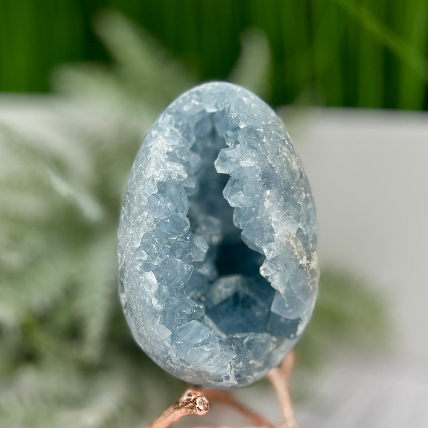 Celestite Celestine Large Egg with Stand Large Geode Cluster Crystal 975g