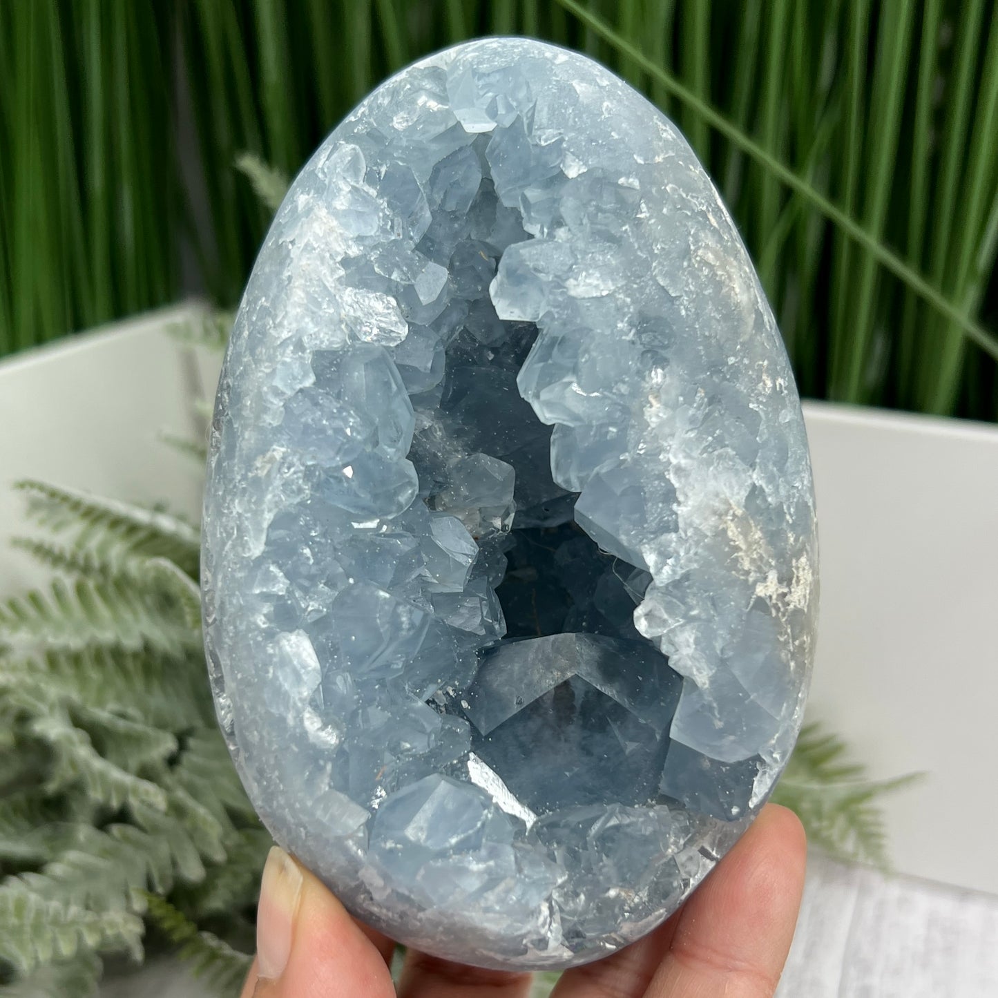 Celestite Celestine Large Egg with Stand Large Geode Cluster Crystal 975g