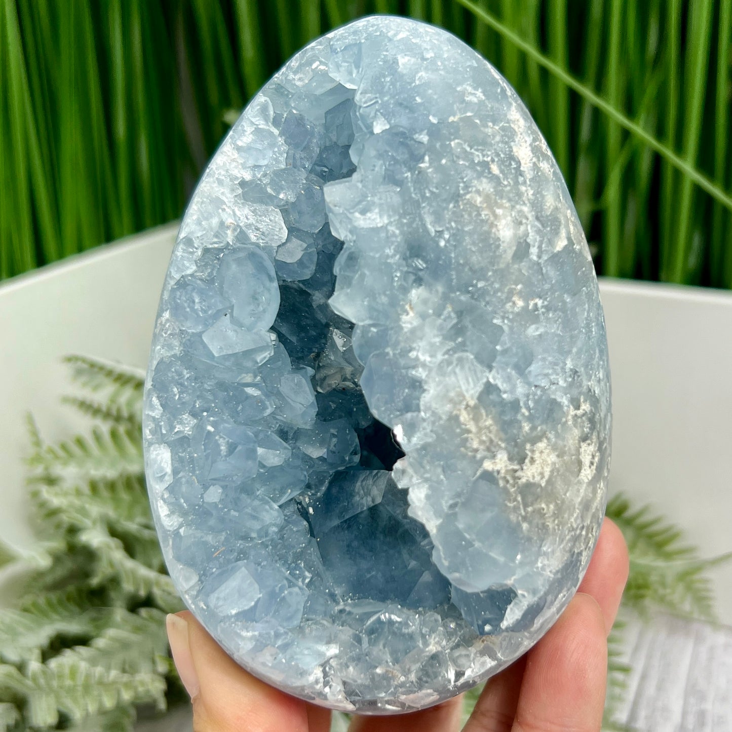 Celestite Celestine Large Egg with Stand Large Geode Cluster Crystal 975g