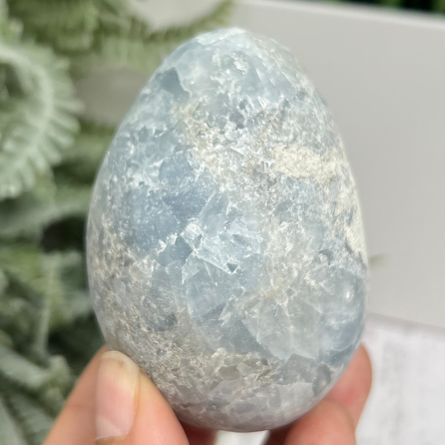 Celestite Celestine Egg with Stand Geode Cluster Crystal 401g