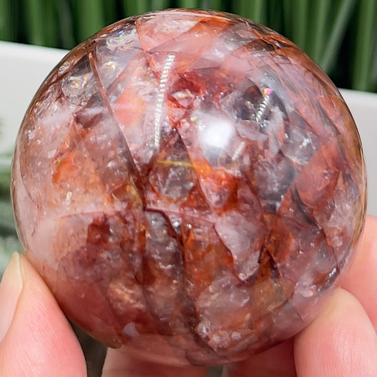 Fire Quartz Hematoid Ferruginous Sphere Healing Crystal Ball 266g 57mm