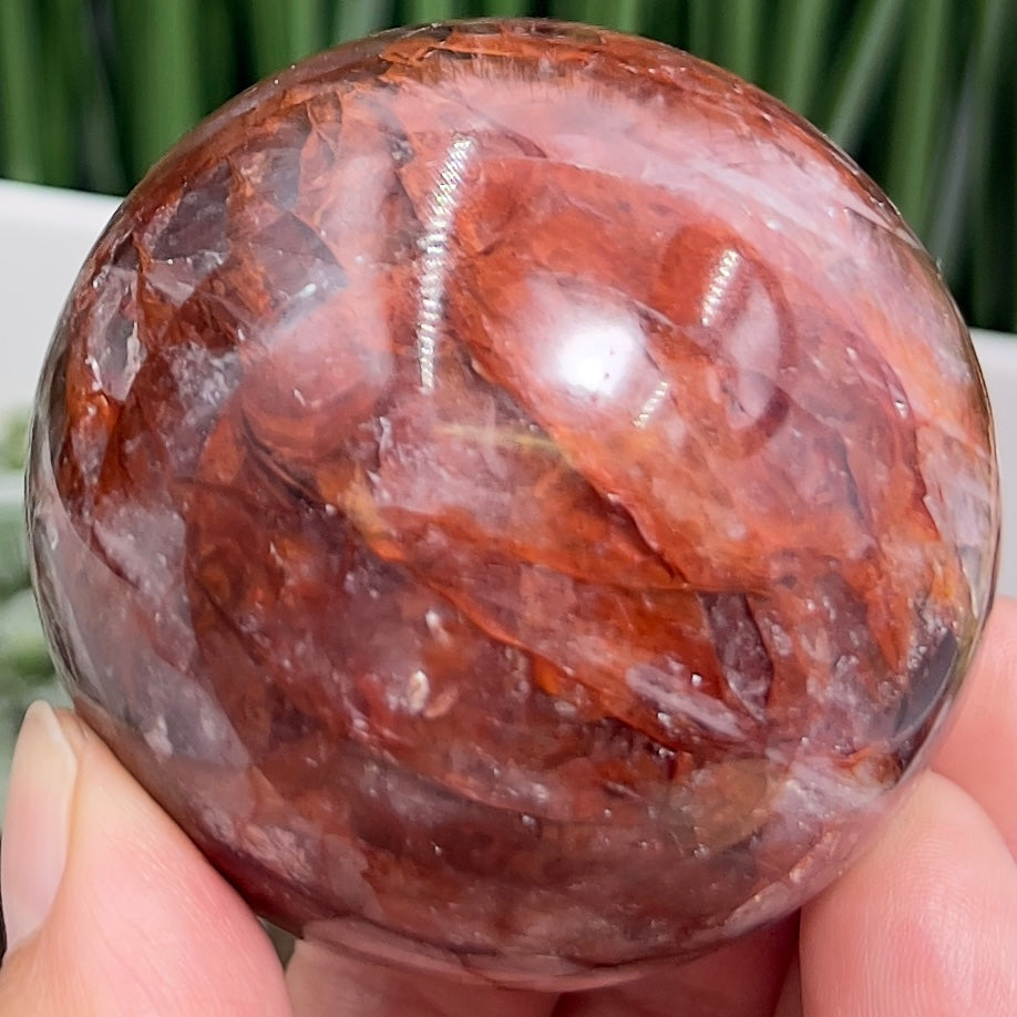 Fire Quartz Hematoid Ferruginous Sphere Healing Crystal Ball 266g 57mm