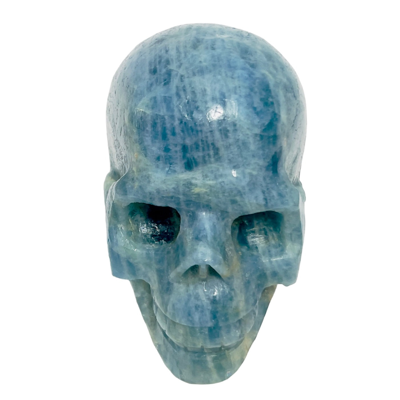 Aquamarine Skull Healing Crystal Carving 614g