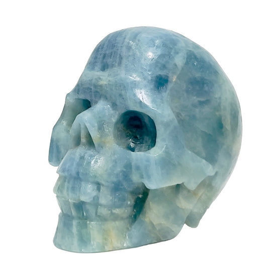 Aquamarine Skull Healing Crystal Carving 614g