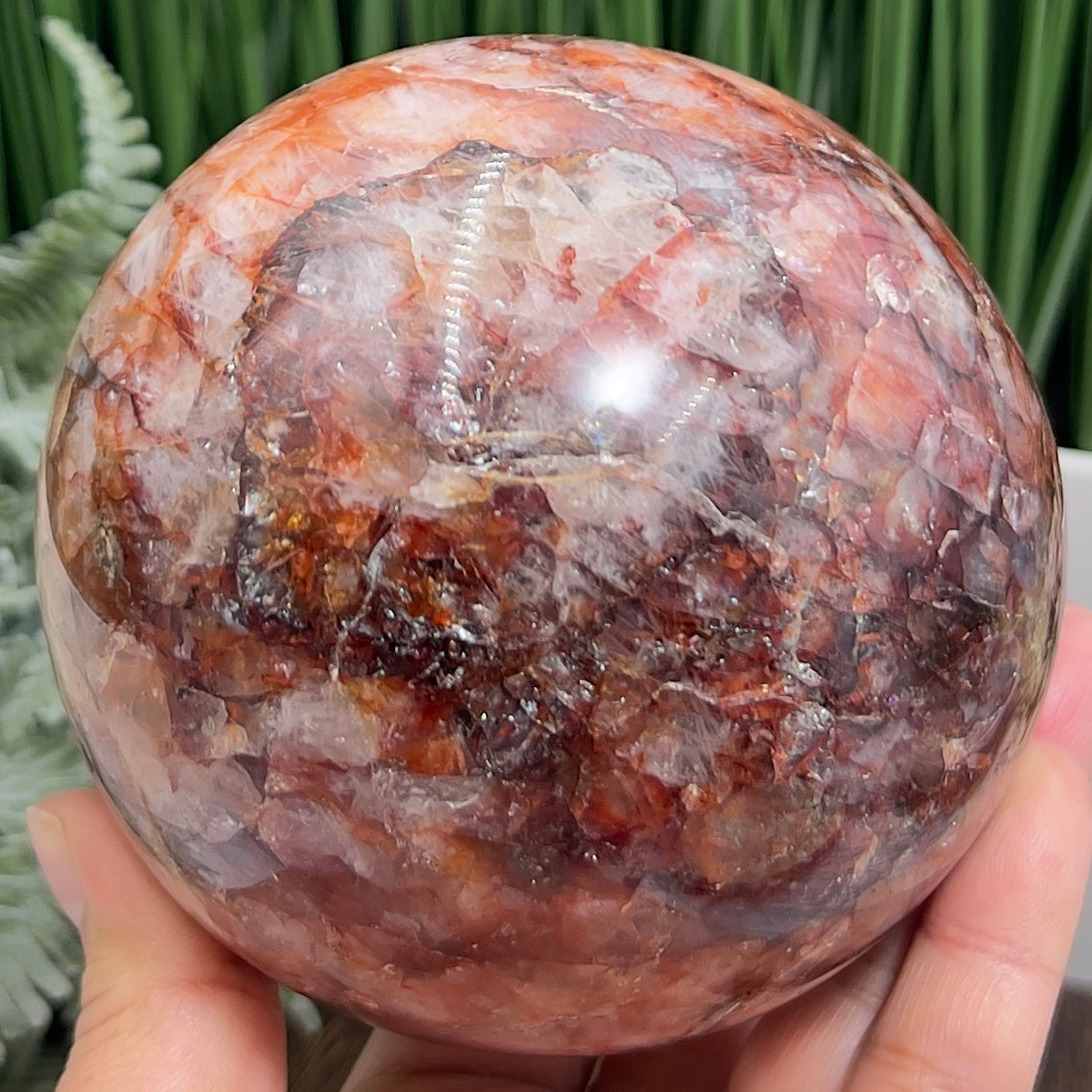 Fire Quartz  Hematoid Ferruginous Sphere Healing Crystal Ball 1494g 102mm