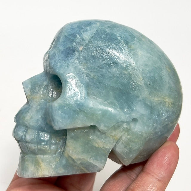 Aquamarine Skull Healing Crystal Carving 614g