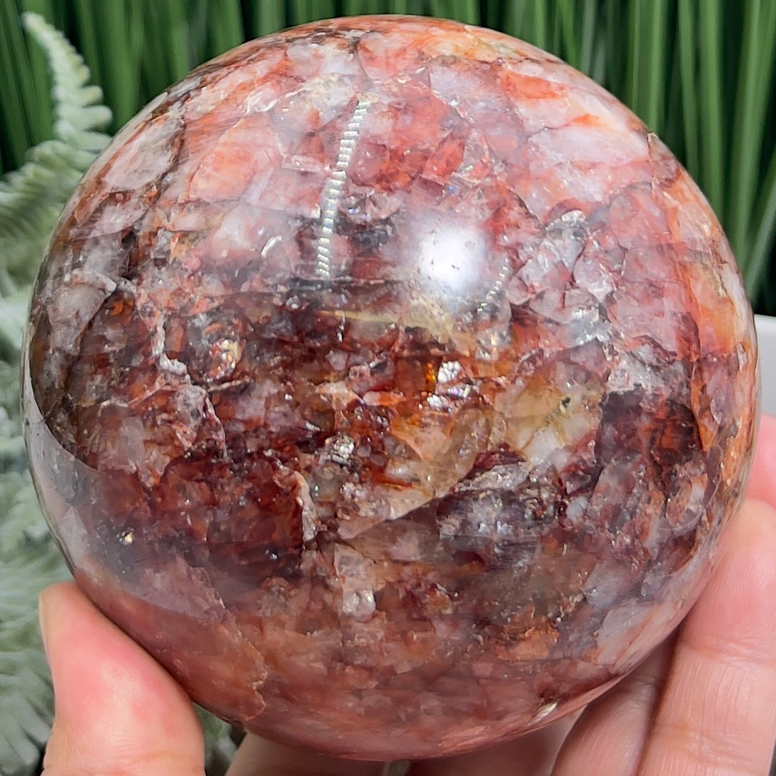 Fire Quartz  Hematoid Ferruginous Sphere Healing Crystal Ball 1494g 102mm