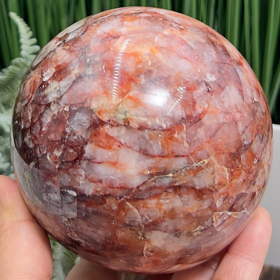 Fire Quartz  Hematoid Ferruginous Sphere Healing Crystal Ball 1494g 102mm