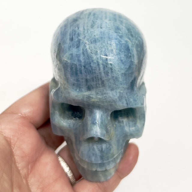 Aquamarine Skull Healing Crystal Carving 614g