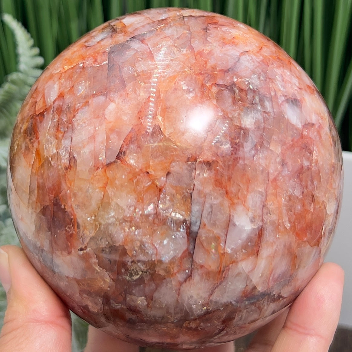 Fire Quartz  Hematoid Ferruginous Sphere Healing Crystal Ball 1494g 102mm