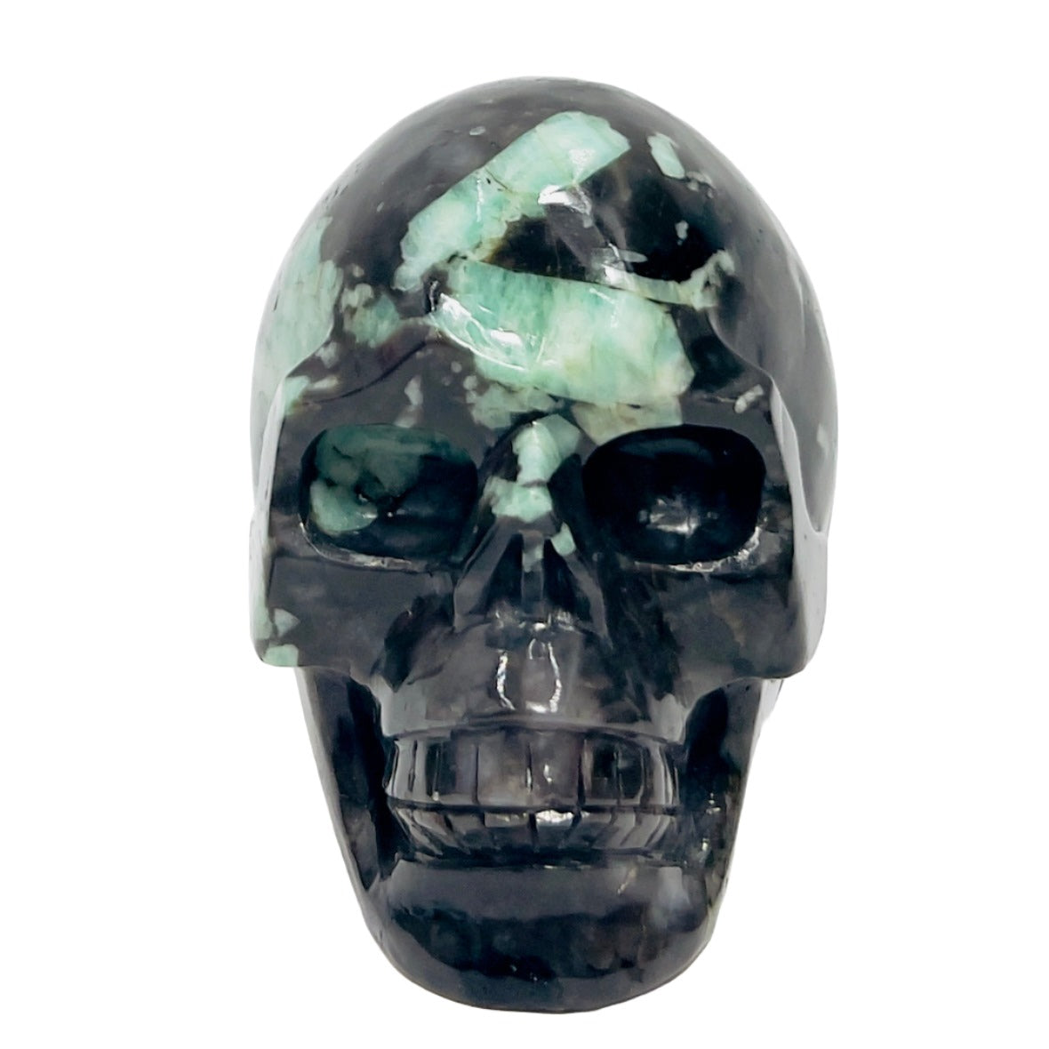 Emerald in Matrix Skull Healing Crystal Carving 1085g