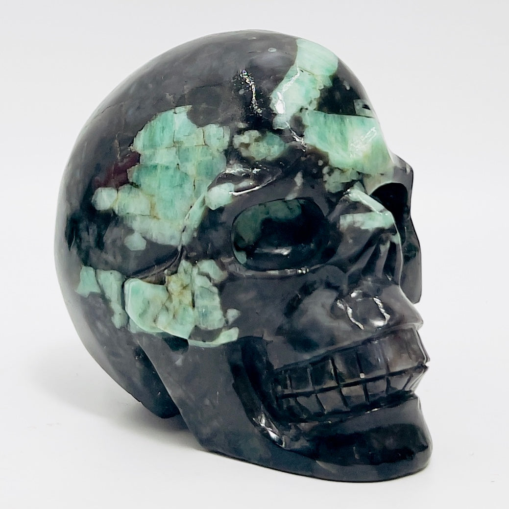 Emerald in Matrix Skull Healing Crystal Carving 1085g