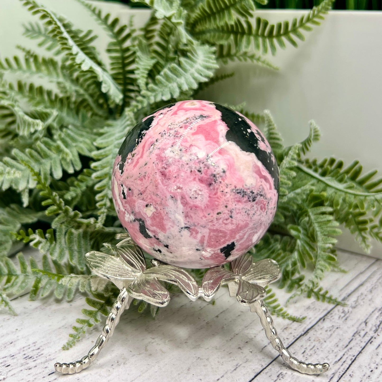 Peruvian Rhodonite Sphere Compassion Emotional Balance Crystal Ball 462g 63mm