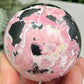 Peruvian Rhodonite Sphere Compassion Emotional Balance Crystal Ball 462g 63mm