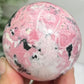 Peruvian Rhodonite Sphere Compassion Emotional Balance Crystal Ball 462g 63mm