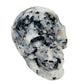 Rainbow Moonstone with Black Tourmaline Skull Healing Crystal Carving 1015g