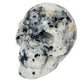 Rainbow Moonstone with Black Tourmaline Skull Healing Crystal Carving 1015g